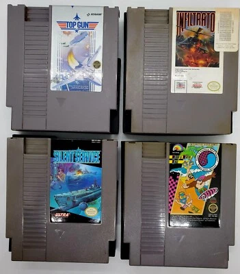 Vintage 4 Game LOT NES 1985 Top Gun/Infiltrator/Silent Service/T&C Surf Designs! - Image 1 of 4