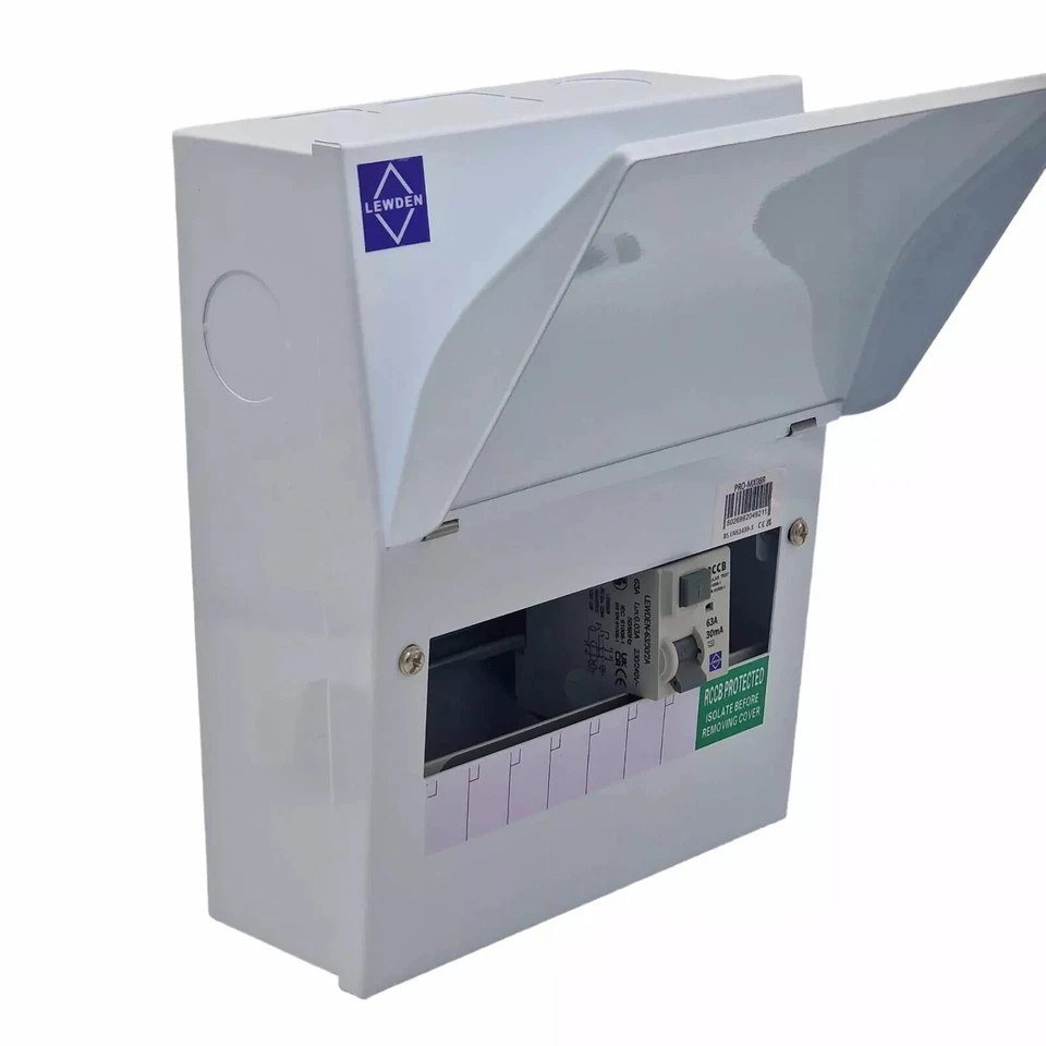 6 Way RCCB Incomer Consumer Unit with 63A 30mA RCCB Lewden PRO-MX08R - Image 1 of 4