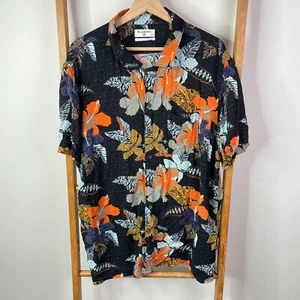 Billabong Button Up Shirt Mens Extra Large Black Floral Core Fit Stretch Casual - Picture 1 of 11