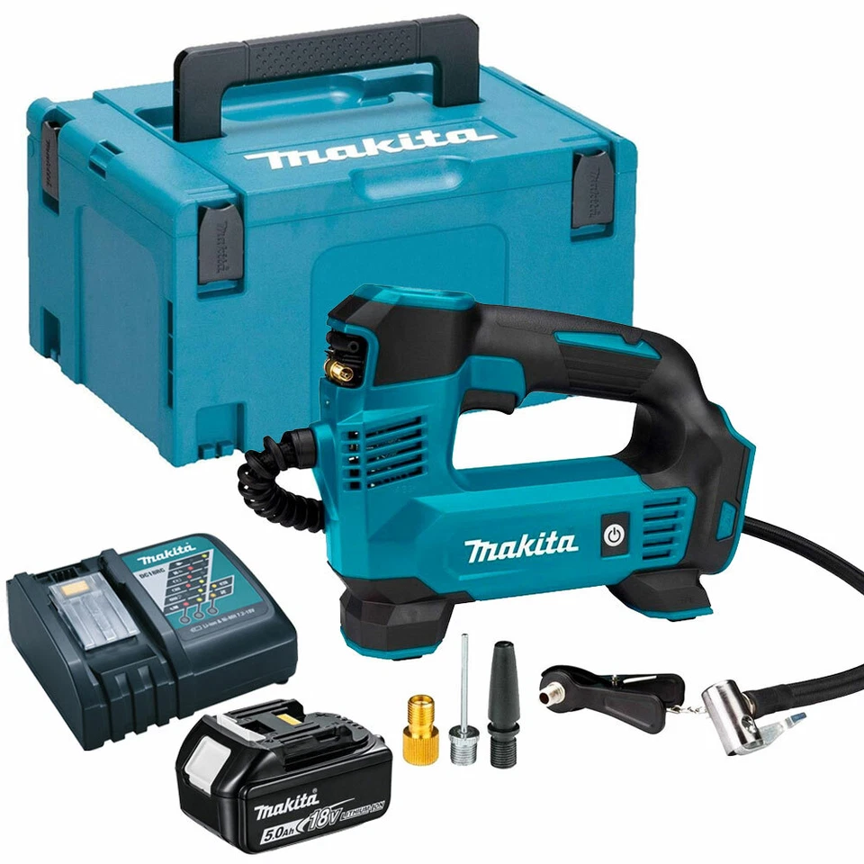 Makita DMP180Z 18V Inflator Pump with 1 x 5.0Ah Battery Charger & Type 3 Case - Image 1 of 1