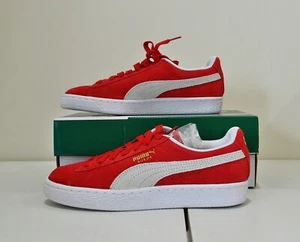 NIB MEN'S PUMA SUEDE CLASSIC + HIGH RISK RED WHITE SNEAKER SZ 4.5 - Picture 1 of 6