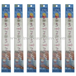 DECALCOMANIE DISNEY TATUAGGI TEMPORANEI x 6 WINNIE THE POOH MAIALINO FIORI SACCHETTI FESTA - Foto 1 di 3