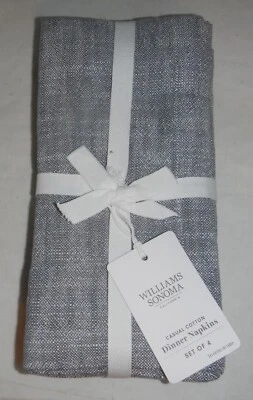 Guardanapos de jantar Williams Sonoma cinza casual algodão conjunto de 4 - Imagem 1 de 4