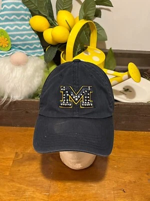 Michigan Wolverines Bling Strapback Hat Rhinestone Logo NCAA Women’s OSFA - Image 1 of 4