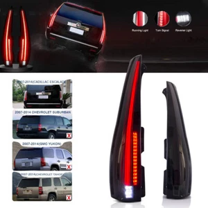 Pair Smoked Tinted LED Tail Lights Rear Lamp For Cadillac Escalade 2007-2014 New - Picture 1 of 12