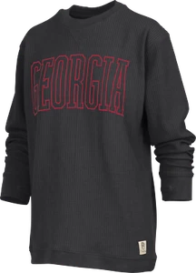 Pressbox Womens Southlawn Long Sleeve Crew Neck Oversized Waffle-Weave Top - Picture 1 of 2