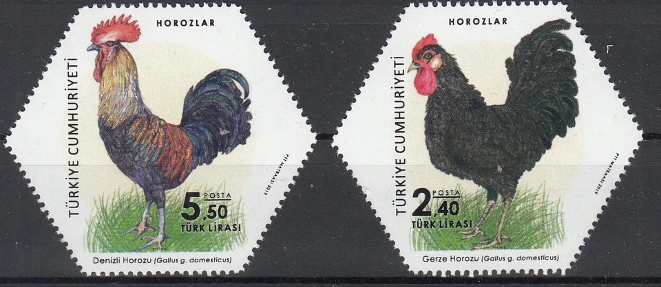 Turkey.2019 Gallos en Turquía Set 2 uds MNH Foto 1 de 1