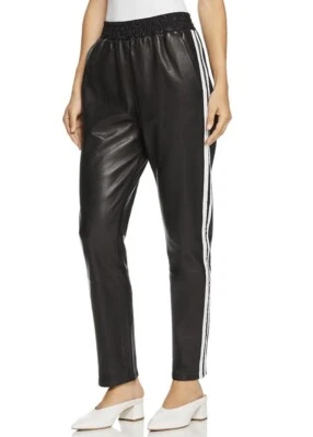 Veda Leather High Rise Black Lined Pull On Side Stripe Jogger Size M - Image 1 of 4
