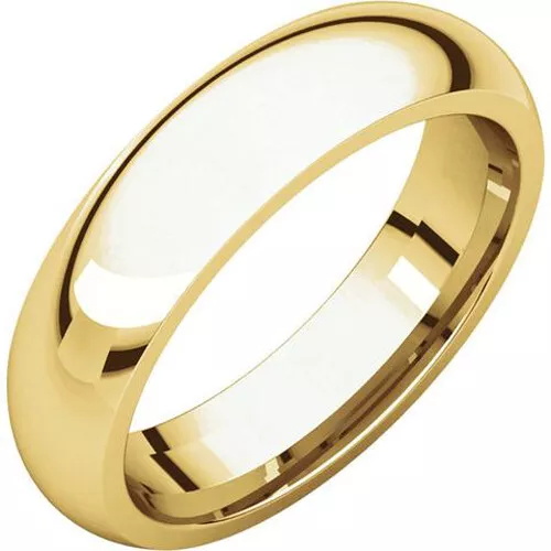 5mm 18K Solid Yellow Gold Classic Dome Half Round Comfort Fit Wedding Band Ring - Image 1 of 1