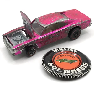 Hot Wheels Redline Custom Dodge Charger 1968/69 Hot Pink Made In U.S.A. W/Button - Picture 1 of 13