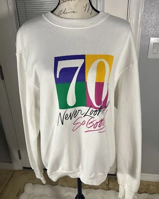 Sudadera L Vintage Años 90 EE. UU. 70 Nunca Looked So Good Humor 70 Cumpleaños Foto 1 de 4