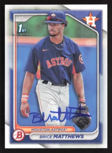 Tarjeta de papel firmada por Brice Matthews 2024 1st Bowman # BP-69 Houston Astros 2 - Imagen 1 de 2