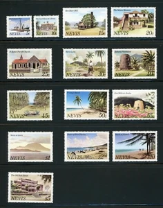 Nevis Set Completo MNH #121-134 Scene Francobolli - Foto 1 di 1