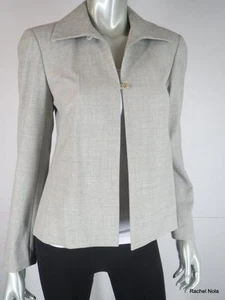 Chaqueta Blazer Ann Taylor Talla 2 XS Gris Lana Elastizada Frente Abierto Trabajo Carrera - Imagen 1 de 12