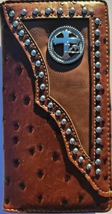 Cross Praying Cowboy Men Wallet Western Bifold Check Book Style W011-30 Brown - Picture 1 of 4