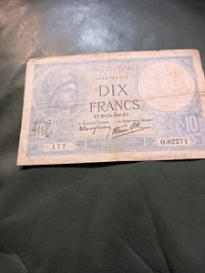 1940 FRANCE 10 Francs Banknote WWII Pinholes Etc - Picture 1 of 2
