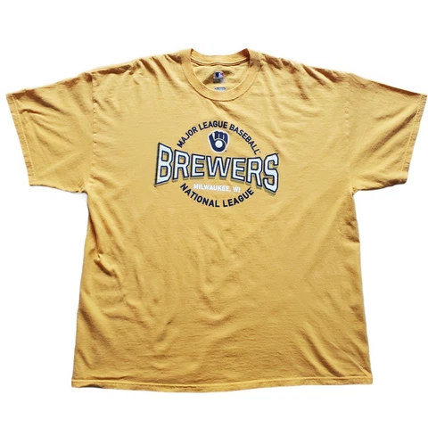 Milwaukee Brewers MLB TShirt Unisex Yellow 2XL MB Glove National League Cover