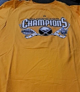 Herren Majestic Yellow Buffalo Sabres 2010 Stanley Cup Playoffs T-Shirt Gr. L HockeyNHL - Bild 1 von 5