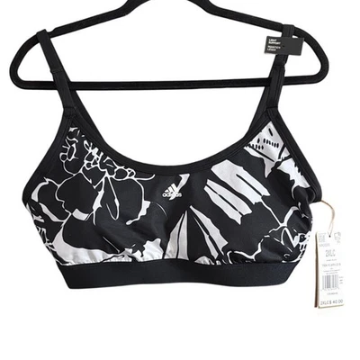 Adidas Women's Black & White Floral Light Support Training Bra Size 2XL A-C New - Image 1 of 4