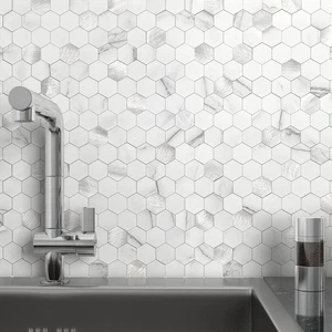 MOFIT Sechseck 3D selbstklebende Wandfliesenaufkleber, Küchenrückwand Marmor - Bild 1 von 5
