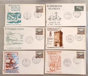 Spain, 1973 - 6 FDC,s ( Caneta Mar, Villagarcia Arosa, Castelldefels, Torrente) - Picture 1 of 7
