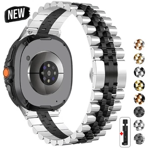 Pour Samsung Galaxy Watch Ultra 2/1/8/8 Bracelet à maillons classiques en acier inoxydable - Photo 1 sur 21