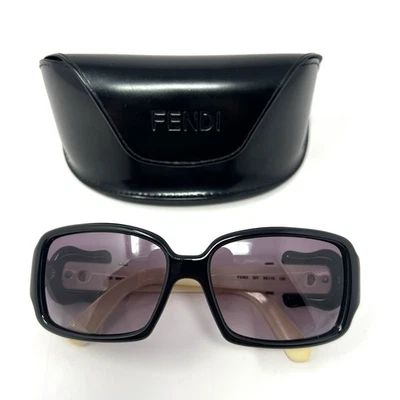 Vintage Fendi FS383 Womens Monogram Buckle Sunglasses Black/White/Gold 56-15-130 - Image 1 of 4