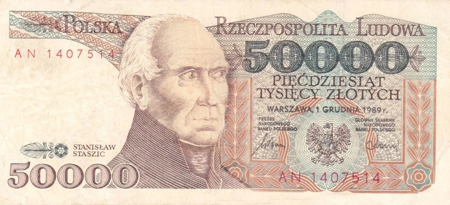 #Banco Nacional de Polonia 50000 zlotych 1989 P-153 en estado bastante bueno+ Stanisław Staszic Foto 1 de 1