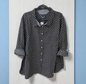 NWT Tommy Hilfiger Heritage Roll Tab Sleeve Button Up Shirt Womens Size 3X Black - Picture 1 of 6