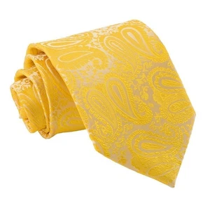 Corbata ajustada clásica de boda formal de cachemira floral tejida dorada de DQT - Imagen 1 de 4