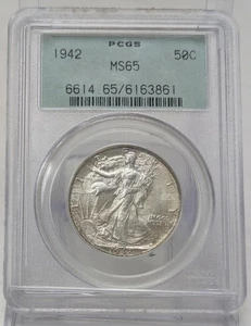 1942 Walking Liberty Half Dollar PCGS MS65 - OGH Old Green Holder - Picture 1 of 8