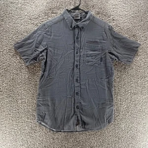 Columbia Shirt Adult Medium Grey Short Sleeve Button Up Hiking Casual Logo Mens - Picture 1 of 11