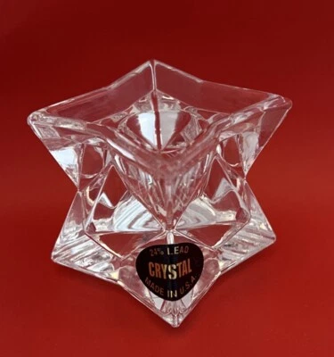 Fifth Avenue Star Shaped 24% Lead Crystal Candle Holders Set of 2- USA- New - Image 1 of 4