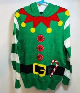 Sweater for Boys or Girls - Xtra Small Hooded Elf/Ugly Sweater by Well Worn - Picture 1 of 10