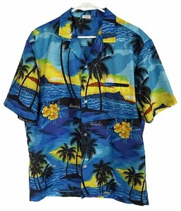 Royal Creations BOLD BLUES HAWAIIAN SHIRT Mens L Tropical Ocean Beach Hawaii - Picture 1 of 5