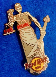 STAFF SAFE SECURE SCALES JUSTICE GIRL BLINDFOLD SKELETON 2 Hard Rock Cafe PIN LE - Imagen 1 de 1