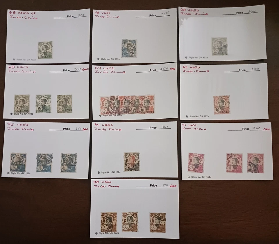 INDOCHINA - LOTE DE SELOS EM 10 CARTAS DE DEALER - USADO E PERFEITO ESTADO - #301 - Imagem 1 de 1