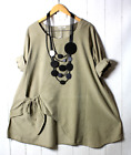 Moonshine cord tunic blouse 46 48 50 layer look size 3 beige A-line bag