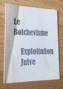 PLAQUETTE INTROUVABLE "LE BOLCHEVISME, EXPLOITATION JUIVE" BE CA. 1940