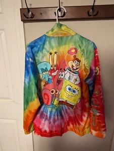 Nickelodeon Spongebob Squarepants Rainbow Full Zip Windbreaker MED Adjustable - Picture 1 of 2
