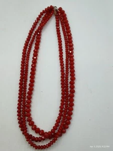 Donna Dressler 925 Silver Red Crystal 3 Strand Beaded Swarovski Necklace - Picture 1 of 5
