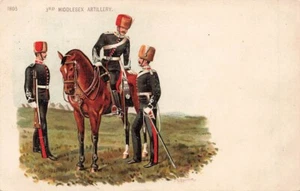 1908 3. MIDDLESEX ARTILLERIE F O'Beirne illustrierte Militär Litho Postkarte - Bild 1 von 2