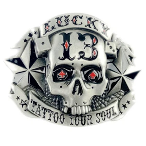 Pirates Skull Belt Buckle Western Cowboy Native American Motorcyclist (SK-23-B) - Picture 1 of 6