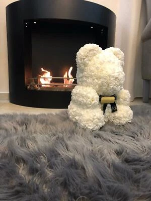 ROMEO&LOVE Rosenbär Rosen Bär 40cm GRAU Teddybär Geschenkbox Box Rose Baer zum Muttertag s