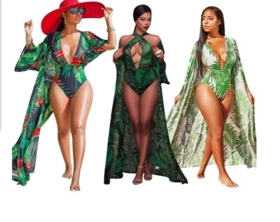 США женщин печати сексуальный повседневный два ПК комплект Beachwear длинный богемное макси платье #B - Изображение 1 из 3