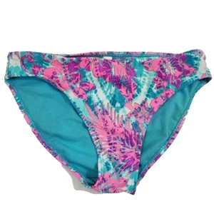 SO Damen Bikinihose Größe 14 Rosa Türkis Blumen Badeanzug Elastischer Bund - Bild 1 von 4