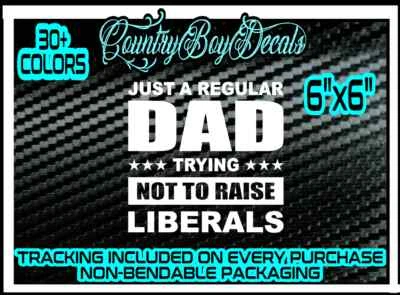 A DAD TRYING NOT TO RAISE LIBERALS Vinyl Decal Sticker Diesel Truck Car Brandon - Image 1 of 3