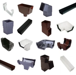 Square Guttering Downpipe Gutter Down Pipe Black White Brown 2.5m - 5.5m Lengths - Picture 1 of 32