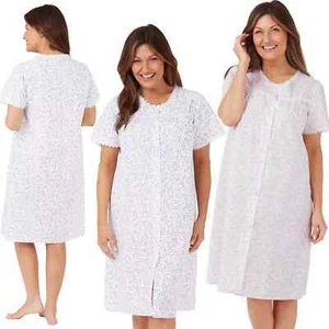 Neu Damen durchgeknöpft Polycotton leichtes Nachthemd Nachtwäsche Übergrößen - Bild 1 von 9