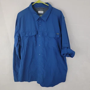 Camisa COLUMBIA Hombres Talla 2XL Abotonada AZUL Ventilada PFG Bolsillos Safari Pesca - Imagen 1 de 15